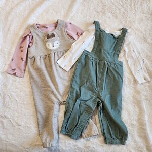 Carter's Baby Girl Jumpsuit / Overall Set, Corduroy, Animal Print, 9 Months